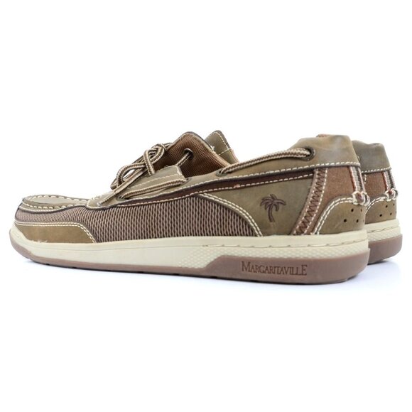 Margaritaville Men\'s Size 11.5 Leather Anchor Lace Up Boat Shoes Sporty Preppy